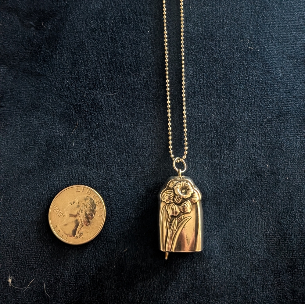 Silver Bell Floral Pendant Necklace